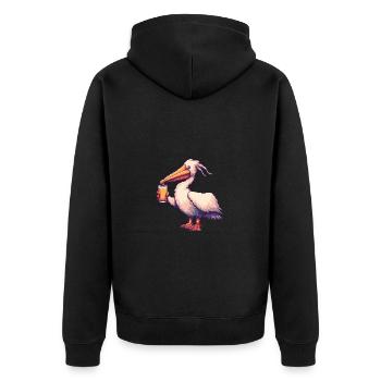 Pelican Bird Beer Pixel - Unisex Premium Organic Zip Hoodie - black - Back - Nico (187cm)