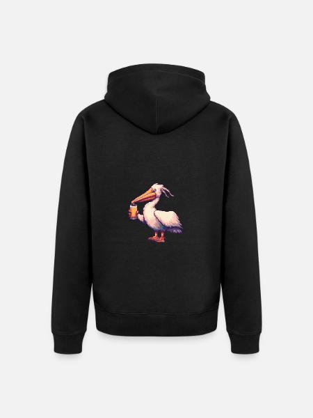 Pelican Bird Beer Pixel - Unisex Premium Organic Zip Hoodie - black