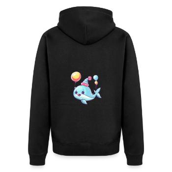 Whale Birthday Comic - Unisex Premium Organic Zip Hoodie - black - Back - Nico (187cm)