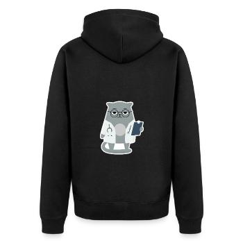 Cat Grumpy Doctor - Cat - Unisex Premium Organic Zip Hoodie - black - Back - Nico (187cm)