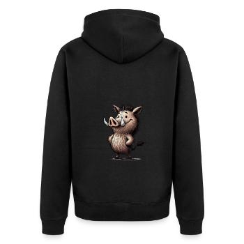 Sanglier Dessin animé Animal de la forêt - Veste à capuche bio Premium Unisexe - noir - Dos - Nico (187cm)