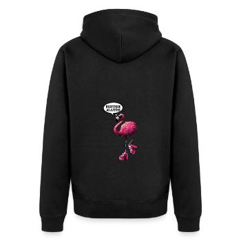 Bratitude Adjusted Flamingo Social Media Trend - Unisex Premium Organic Zip Hoodie - black - Back - Nico (187cm)