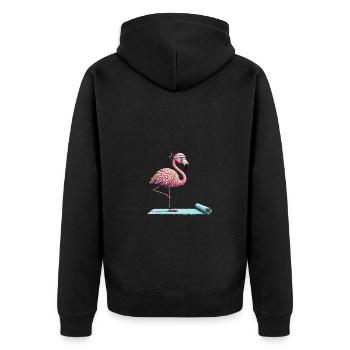 Yoga Flamingo Fitness Design for Social Media - Unisex Premium Organic Zip Hoodie - black - Back - Nico (187cm)