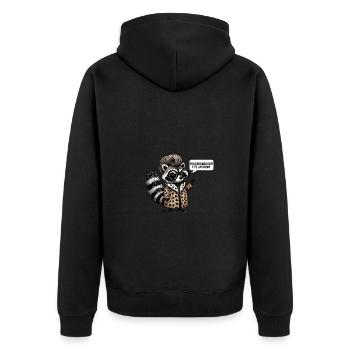Fashion Icon Raccoon Fuhgeddaboudit Humor Design - Unisex Premium Organic Zip Hoodie - black - Back - Nico (187cm)