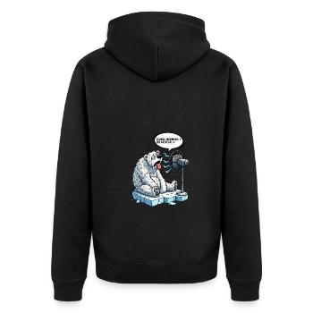 Global Warming Polar Bear Funny Climate Design - Unisex Premium Bio Zip Hoodie - Schwarz - Hinten - Nico (187cm)