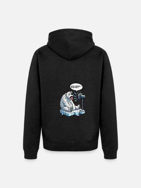 Riscaldamento globale orso polare divertente design climatico - Felpa con cappuccio ecologica premium unisex - nero