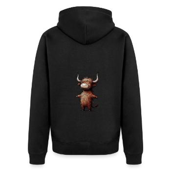 Happy Highland Cow Cute Social Media Design - Unisex Premium Organic Zip Hoodie - black - Back - Nico (187cm)
