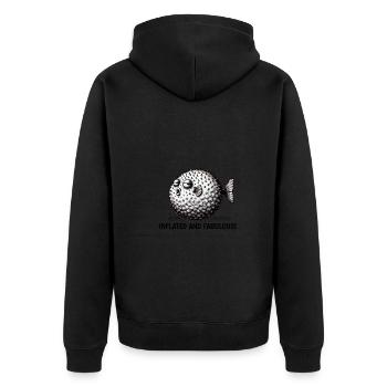 Inflated and Fabulous Pufferfish Humor Design - Unisex Premium Organic Zip Hoodie - black - Back - Nico (187cm)