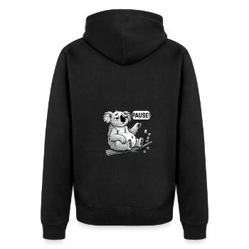 Koala Break Time Funny Relaxation Design - Unisex Premium Bio Zip Hoodie - Schwarz - Hinten - Nico (187cm)