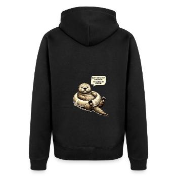 Funny Apocalypse Otter Weekend Survival Design - Unisex Premium Bio Zip Hoodie - Schwarz - Hinten - Nico (187cm)