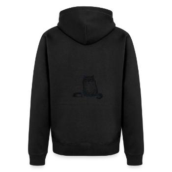 Playful Moody Cat Funny Animal Art Design - Unisex Premium Bio Zip Hoodie - Schwarz - Hinten - Nico (187cm)