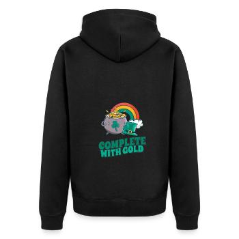 Complete with Gold - Rainbow and Fortune Inspired - Unisex Premium Bio Zip Hoodie - Schwarz - Hinten - Nico (187cm)