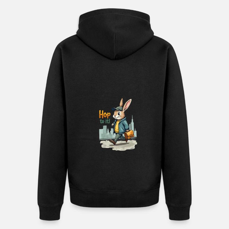 Art élégant du lapin marchant - Veste à capuche bio Premium Unisexe - noir