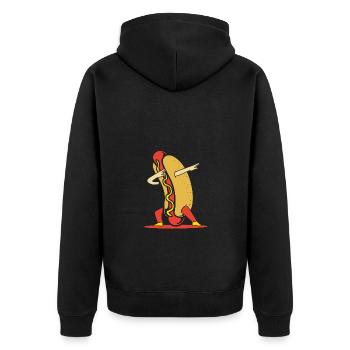 Hot Dog Snack - Unisex Premium Organic Zip Hoodie - black - Back - Nico (187cm)
