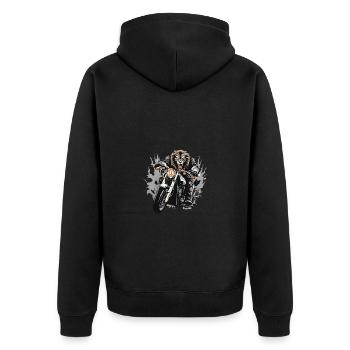 Lion Moto Motard Bête - Veste à capuche bio Premium Unisexe - noir - Dos - Nico (187cm)