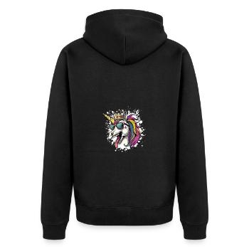 Einhorn Geburtstag Lustig Party - Unisex Premium Bio Zip Hoodie - Schwarz - Hinten - Nico (187cm)