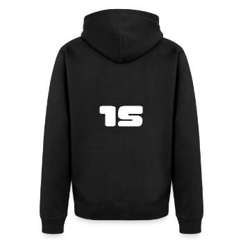ALLES GUTE ZUM GEBURTSTAG. ALLES GUTE ZUM GEBURTSTAG. JAHRESTAG. - Unisex Premium Bio Zip Hoodie - Schwarz - Hinten - Nico (187cm)