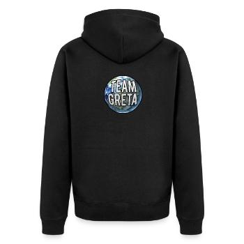 Team Greta Sticker Pocket Fridays for Future - Veste à capuche bio Premium Unisexe - noir - Dos - Nico (187cm)