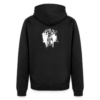 Motocross Design Enduro / Geschenkidee - Unisex Premium Bio Zip Hoodie - Schwarz - Hinten - Nico (187cm)