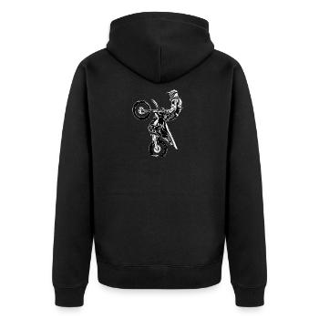 Motocross Design Enduro / Geschenkidee - Unisex Premium Bio Zip Hoodie - Schwarz - Hinten - Nico (187cm)