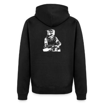 Motocross Design Enduro / Geschenkidee - Unisex Premium Bio Zip Hoodie - Schwarz - Hinten - Nico (187cm)