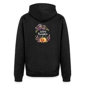 Floral Witch Pumpkin - Unisex Premium Organic Zip Hoodie - black - Back - Nico (187cm)