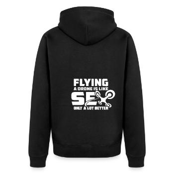 Flying a Drone is like Sex only a lot better - Unisex Premium Bio Zip Hoodie - Schwarz - Hinten - Nico (187cm)