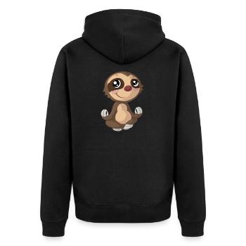 Yoga Comic Faultier - Unisex Premium Bio Zip Hoodie - Schwarz - Hinten - Nico (187cm)