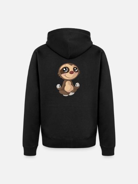 Yoga Comic Faultier - Unisex Premium Bio Zip Hoodie - Schwarz