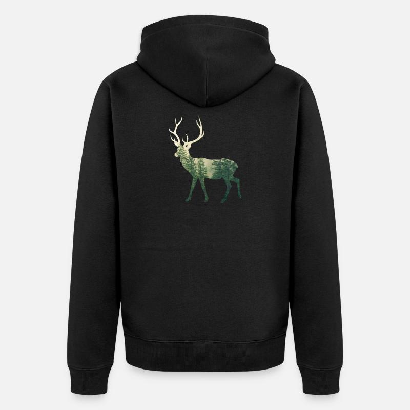 Hirsch - Unisex Premium Bio Zip Hoodie - Schwarz