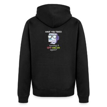 Computer Support Off And On Admin Geschenk - Unisex Premium Bio Zip Hoodie - Schwarz - Hinten - Nico (187cm)