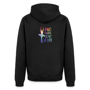 Ballerina Plié Chassé Jeté Ballet Dancer - Unisex Premium Organic Zip Hoodie - black - Back - Nico (187cm)