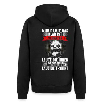 Abschiedsgeschenk Jobwechsel Kollege - Unisex Premium Bio Zip Hoodie - Schwarz - Hinten - Nico (187cm)