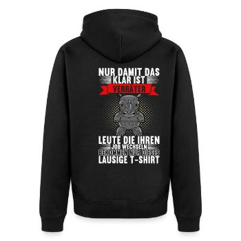 Abschiedsgeschenk Jobwechsel Kollege - Unisex Premium Bio Zip Hoodie - Schwarz - Hinten - Nico (187cm)