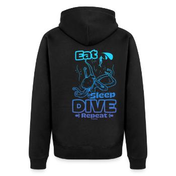 Dive - Unisex Premium Organic Zip Hoodie - black - Back - Nico (187cm)
