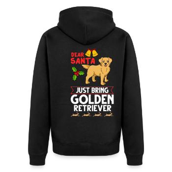Golden Retriever Hund Welpen Besitzer Weihnachten - Unisex Premium Bio Zip Hoodie - Schwarz - Hinten - Nico (187cm)