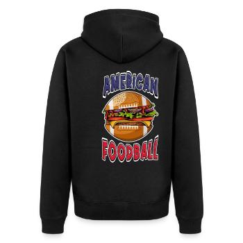 American Football Burger Hamburger Cartoon Fan - Unisex Premium Bio Zip Hoodie - Schwarz - Hinten - Nico (187cm)