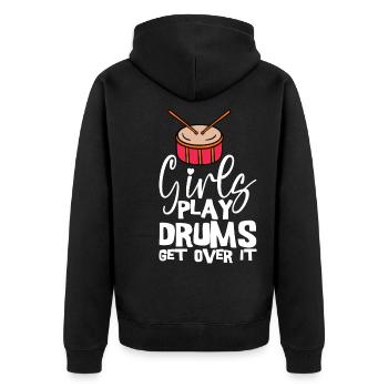 Girls Play Drums, Get Over It 4 - Unisex Premium Organic Zip Hoodie - black - Back - Nico (187cm)