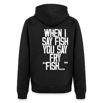 Quand je dis poisson, vous dites frire, poisson... 3 - Veste à capuche bio Premium Unisexe - noir - Dos - Nico (187cm)