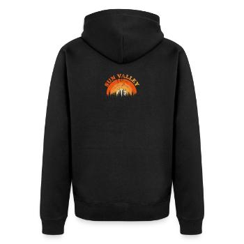 Vintage Sun Valley Idaho Fan Retro Cool Sunset - Unisex Premium Bio Zip Hoodie - Schwarz - Hinten - Nico (187cm)