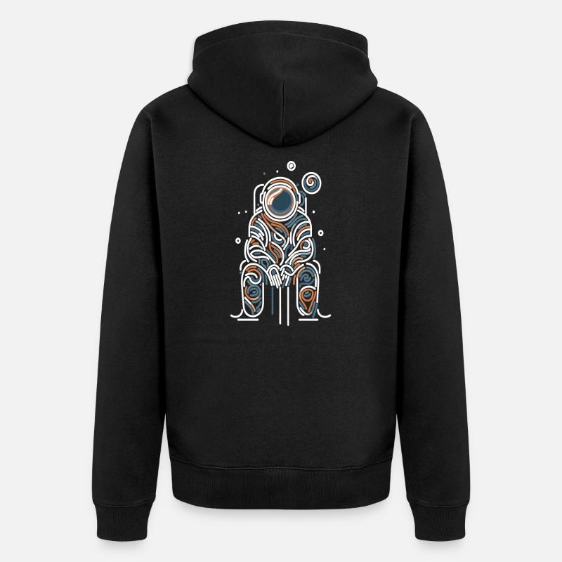 Kosmische Liebe - Linien-Astronaut - Unisex Premium Bio Zip Hoodie - Schwarz