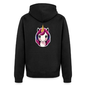 Einhorn - Unisex Premium Bio Zip Hoodie - Schwarz - Hinten - Nico (187cm)