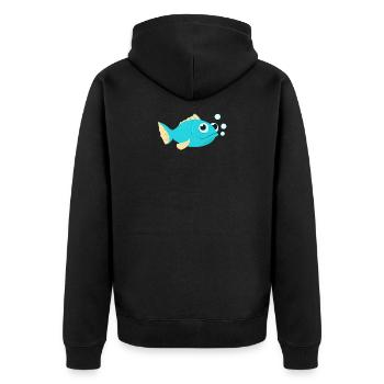 kleiner Fisch Fische Fischchen Angler Angeln - Unisex Premium Bio Zip Hoodie - Schwarz - Hinten - Nico (187cm)