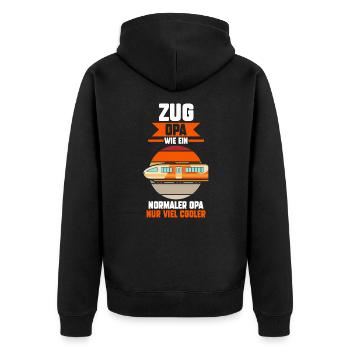 Modelleisenbahn Großvater Opa Zug Eisenbahn - Unisex Premium Bio Zip Hoodie - Schwarz - Hinten - Nico (187cm)