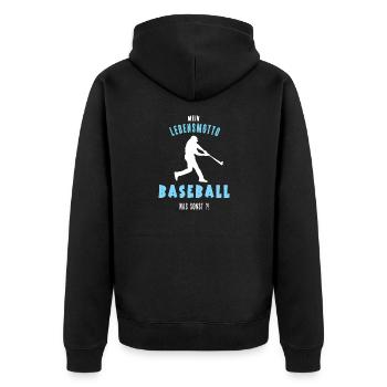 Baseball Baseballer Baseballfan Baseballspiel - Unisex Premium Bio Zip Hoodie - Schwarz - Hinten - Nico (187cm)