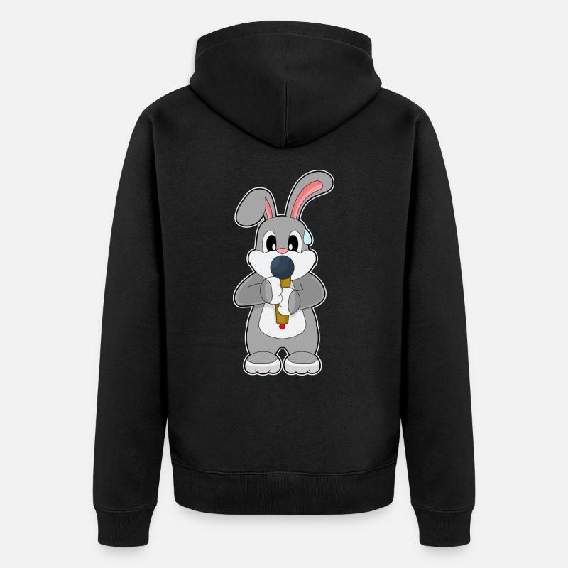 Bunny Singer Microphone Musique - Veste à capuche bio Premium Unisexe - noir