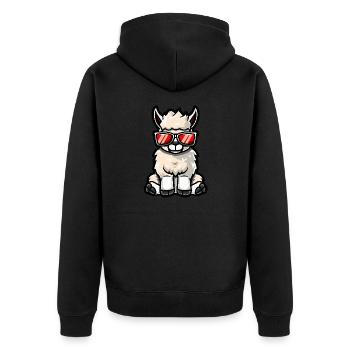 Alpaka Llama Cool Comic - Unisex Premium Bio Zip Hoodie - Schwarz - Hinten - Nico (187cm)