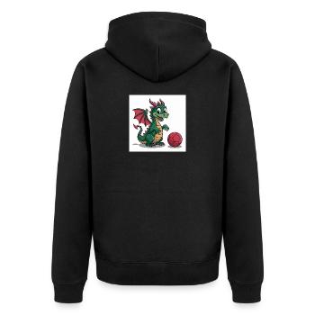 Grüner Drachenball Freund - Unisex Premium Bio Zip Hoodie - Schwarz - Hinten - Nico (187cm)