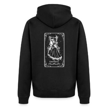 Tarotkarte L'EMPRESSE - Unisex Premium Bio Zip Hoodie - Schwarz - Hinten - Nico (187cm)