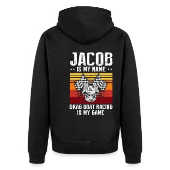 Speedboat Racing Design for Racing Boaters - Unisex Premium Organic Zip Hoodie - black - Back - Nico (187cm)